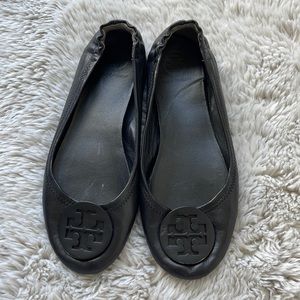 Tory Burch all black ballerina slippers/ flats. Barely worn size 7